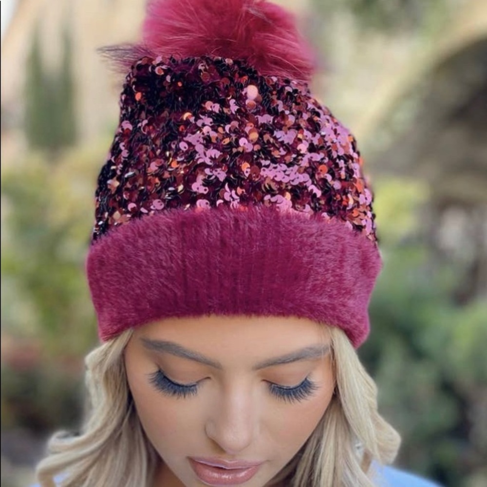 Women’s sequence Crimson Sequin Beanie
